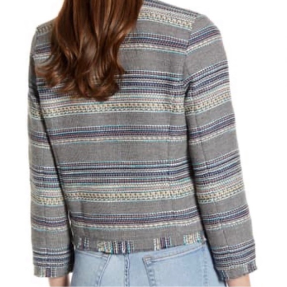 Halogen Nordstrom Multicolor Striped Tweed Fringe Blazer and Skirt - Picture 11 of 11